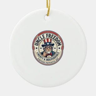 Uncle Freedom Patriotic Uncle Sam Founding Charact Ceramic Ornament