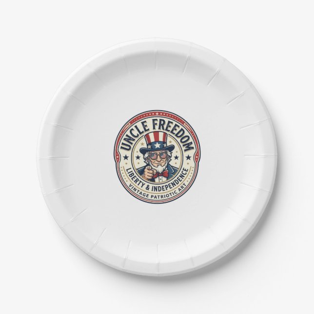 Uncle Freedom Patriotic Uncle Sam Founding Charact Paper Plates (Front)