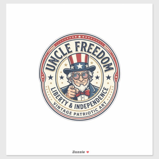 Uncle Freedom Patriotic Uncle Sam Founding Charact Sticker (Sheet)