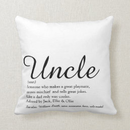 Uncle Fun Cool Elegant Script Black and White Throw Pillow