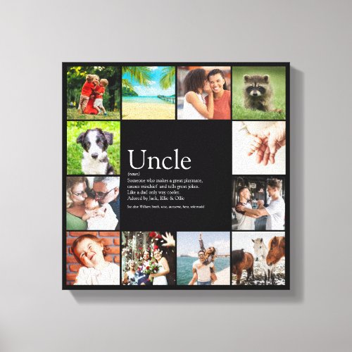 Uncle Funcle Definition 12 Photo Collage Black Canvas Print