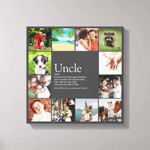 Uncle Funcle Definition 12 Photo Collage Gray Canvas Print