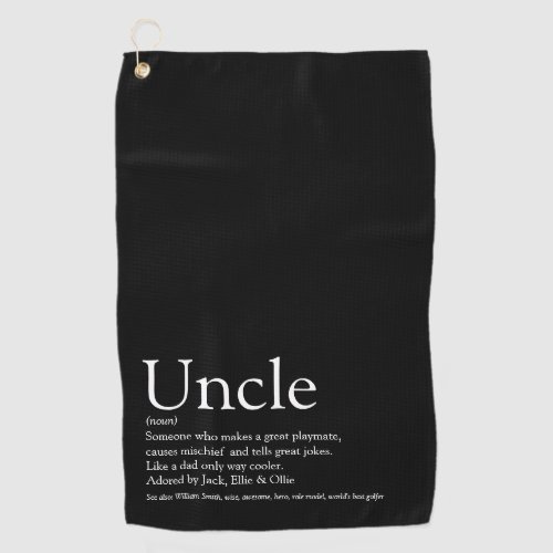 Uncle Funcle Definition Black and White Golf Towel