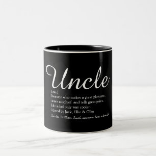 Uncle, Funcle Definition Script Black and White Two-Tone Coffee Mug