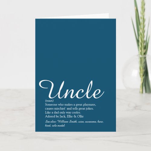 Uncle Funcle Definition Script Blue Fun Card