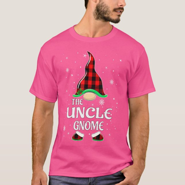 Uncle Gnome Buffalo Plaid Matching Family Christma T-Shirt (Front)
