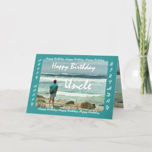 UNCLE - Happy Birthday - Man and Ocean Waves Card