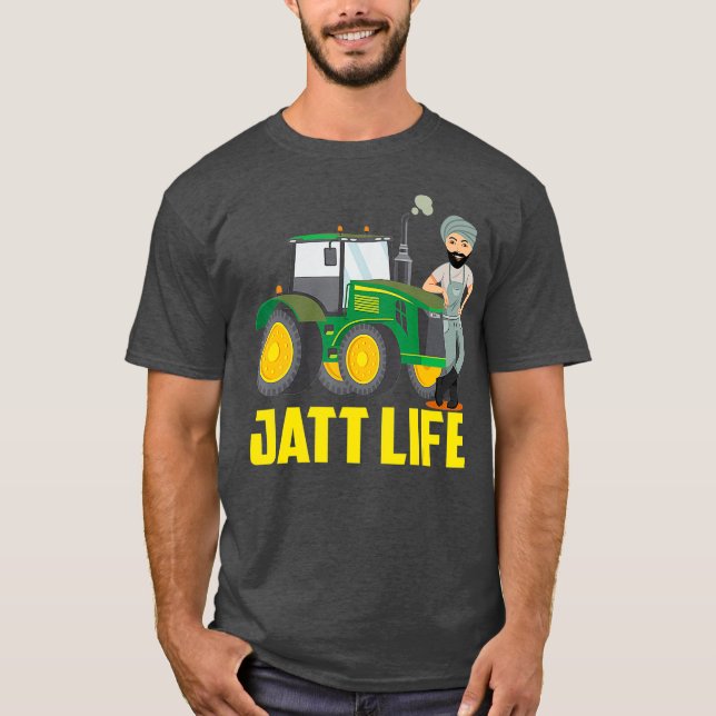Uncle Jee Punjabi Farmer Jatt Life Tractor T-Shirt (Front)