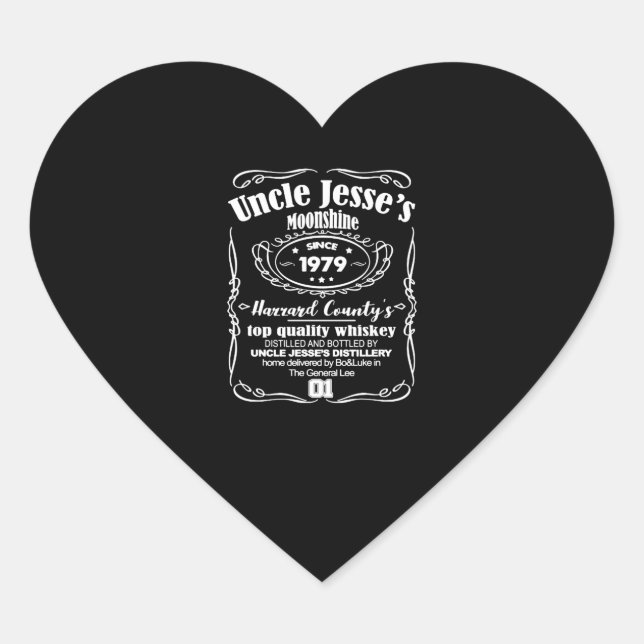 Uncle Jesse's Moonshine Since 1979 Heart Sticker (Front)