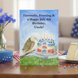 Uncle July 4th Birthday Bald Eagle Patriotic Card