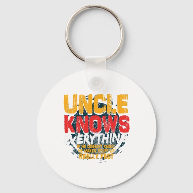 Uncle Knows Everything Funny Uncle Fathers Day Gif Keychain (Front)