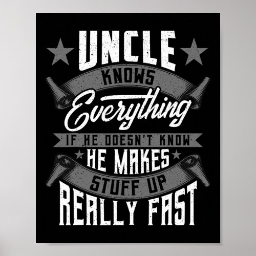 Uncle Knows Everything Funny Uncle Fathers Day Gif Poster