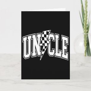 Uncle Lightning Bolt Checkered Varsity Dad Uncle F Card
