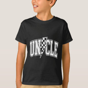 Uncle Lightning Bolt Checkered Varsity Dad Uncle F T-Shirt