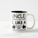 Uncle, Like Dad Only Cooler - Like Icon mustache Two-Tone Coffee Mug