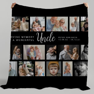 Uncle Memorial 18 Photo Collage Fleece Blanket