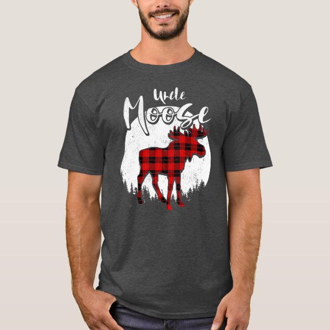 Uncle Moose Red Plaid Buffalo Matching Family T-Shirt (Front)