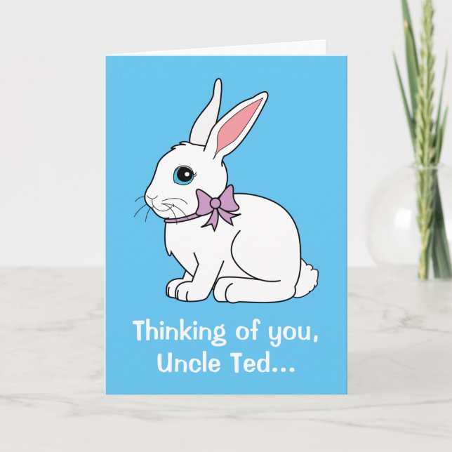 Uncle Name Customizable Easter Bunny. Holiday Card (Front)