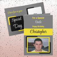 Uncle name photo grey yellow birthday