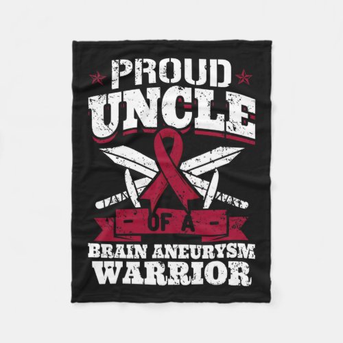 Uncle Of A Brain Aneurysm Warrior Awareness Ribbon Fleece Blanket