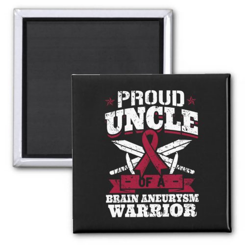 Uncle Of A Brain Aneurysm Warrior Awareness Ribbon Magnet