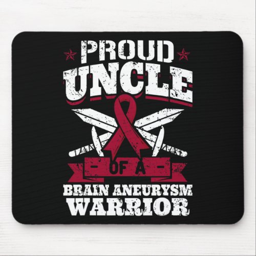 Uncle Of A Brain Aneurysm Warrior Awareness Ribbon Mouse Pad