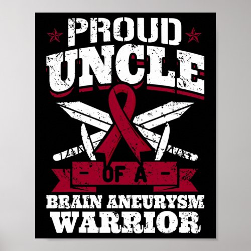 Uncle Of A Brain Aneurysm Warrior Awareness Ribbon Poster