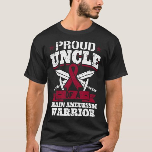 Uncle Of A Brain Aneurysm Warrior Awareness Ribbon T_Shirt