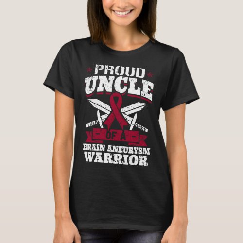 Uncle Of A Brain Aneurysm Warrior Awareness Ribbon T_Shirt