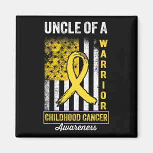 Uncle Of A Warrior Childhood Cancer Awareness Gold Magnet
