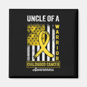 Uncle of A Warrior Childhood Cancer Awareness Gold Magnet