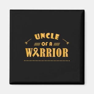 Uncle of a Warrior Childhood Cancer Ribbon Awarene Magnet