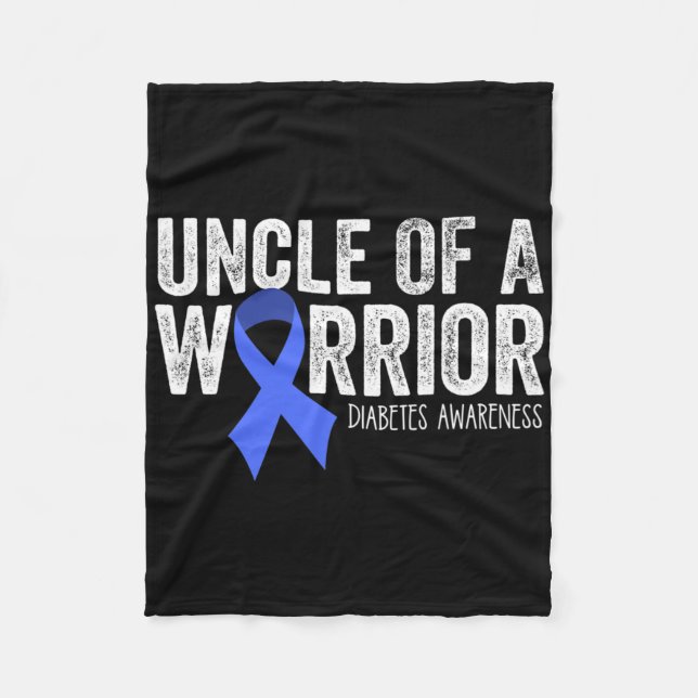 Uncle Of A Warrior T1d Kid Diabetic Blue Ribbon Su Fleece Blanket (Front)