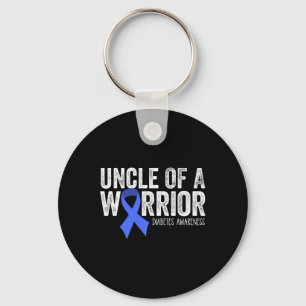 Uncle Of A Warrior T1d Kid Diabetic Blue Ribbon Su Keychain