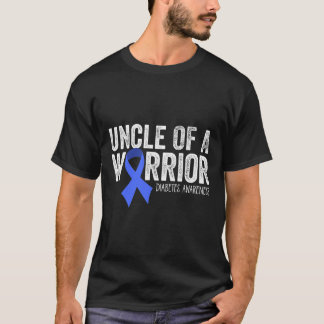Uncle of a Warrior T1D Kid Diabetic Blue Ribbon Su T-Shirt