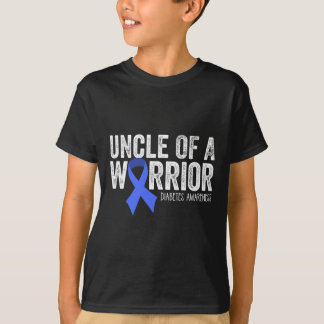 Uncle of a Warrior T1D Kid Diabetic Blue Ribbon Su T-Shirt