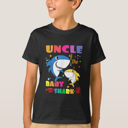 Uncle Of  Baby Shark Birthday Uncle Shark T_Shirt