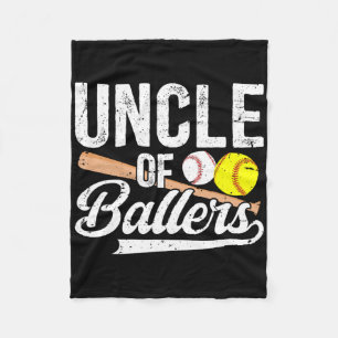 Uncle Of Ballers Baseball Softball Uncle  Fleece Blanket