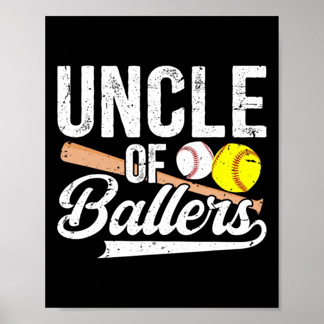 Uncle Of Ballers Baseball Softball Uncle  Poster (Front)
