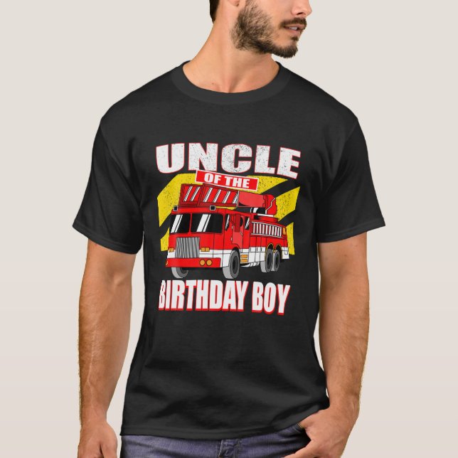 Uncle Of Birthday Boy - Birthday Fire Truck T-Shirt (Front)