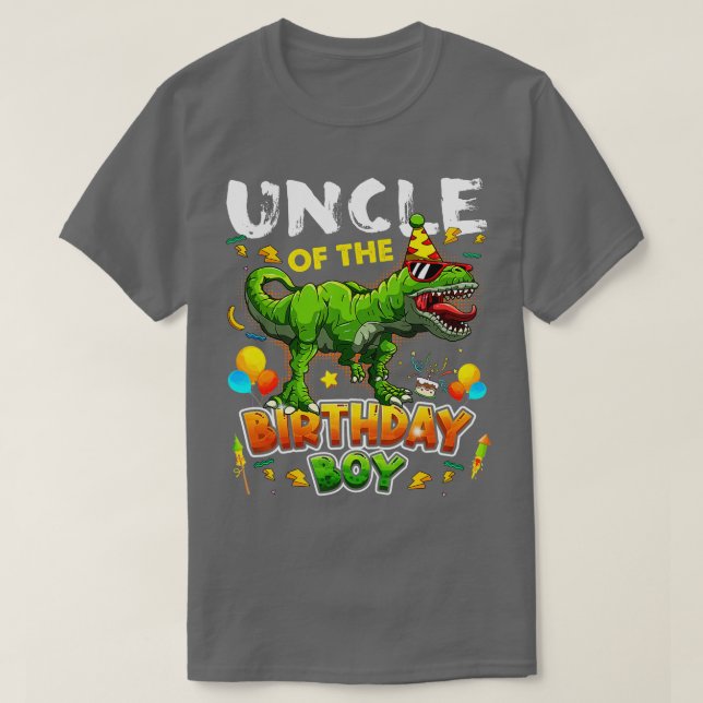 Uncle Of he Birthday Boy Dinosaur Uncle Family Bir T-Shirt (Design Front)