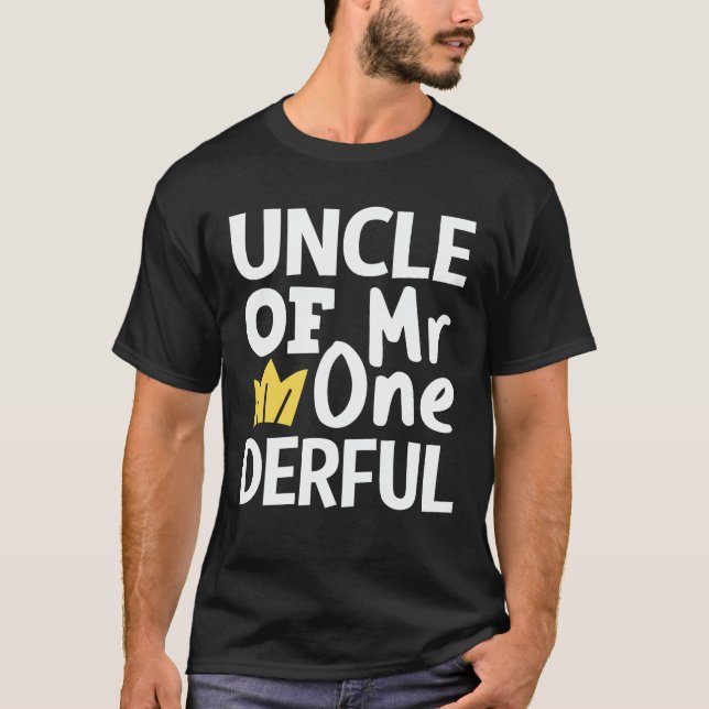 Uncle of Mr Onederful 1st Birthday Party Matching T-Shirt (Front)