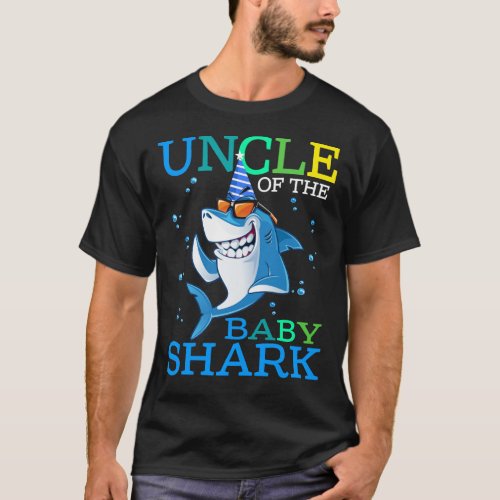 UNCLE Of The Baby Shark Birthday Brother Shark Shi T_Shirt