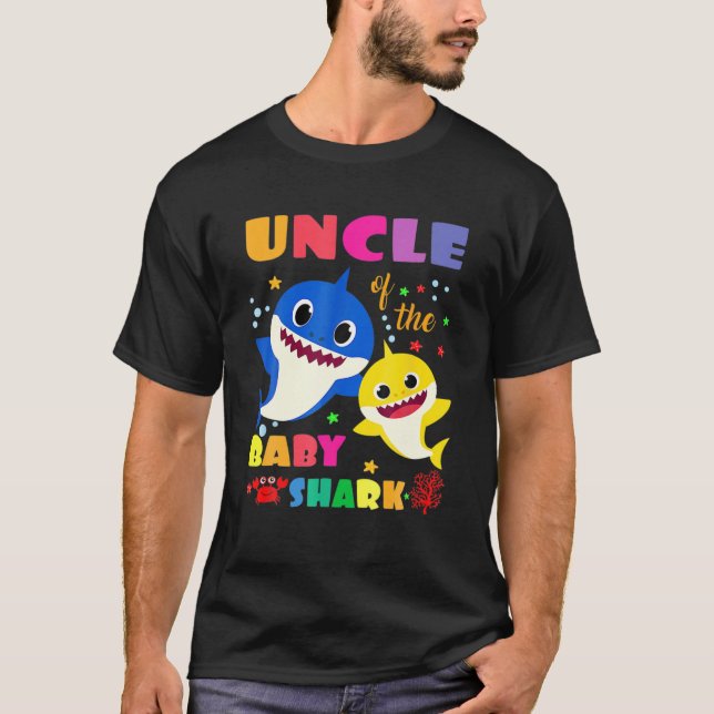 Uncle Of The Baby Shark Birthday Uncle Shark T-Shirt (Front)