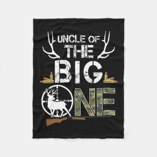 Uncle Of The Big One Birthday Boy Deer Hunter Camo Fleece Blanket