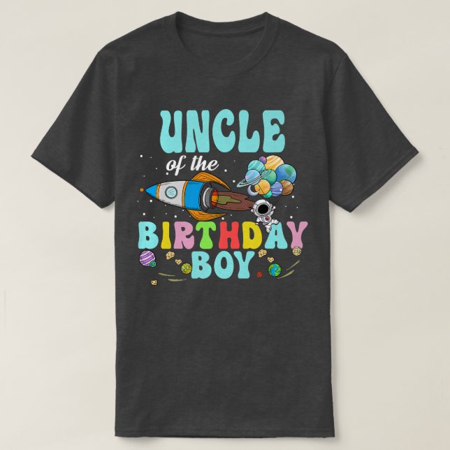 Uncle Of The Birthday Astronaut Boy Space Party  T-Shirt (Design Front)