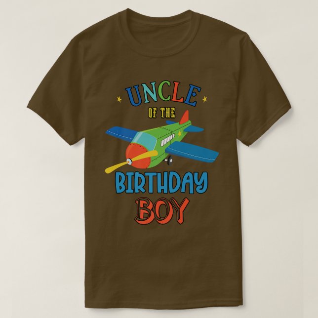Uncle Of The Birthday Boy Airplane Theme Matching  T-Shirt (Design Front)
