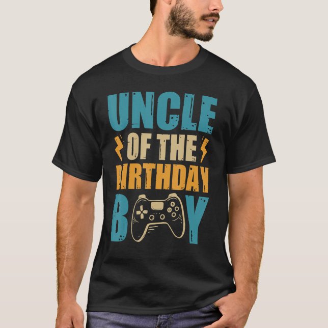 Uncle of The Birthday Boy Gamepad Matching Family  T-Shirt (Front)