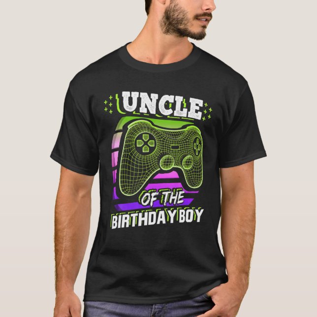 Uncle Of The Birthday Boy Matching Video Gamer Par T-Shirt (Front)