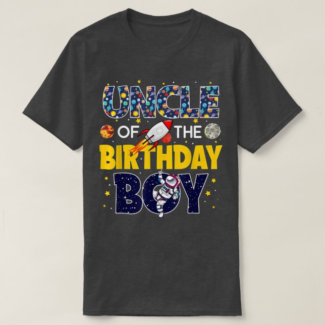 Uncle of The Birthday Boy  Outer Space Daddy Papa  T-Shirt (Design Front)